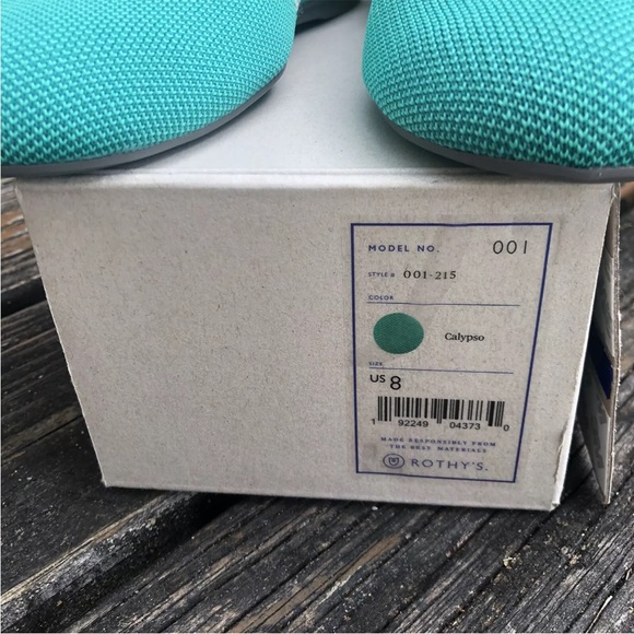 Rothys Calypso Aqua Turquoise Flats Sz 8 Round Toe Blue Slip On Shoes Vegan NIB - Picture 2 of 11
